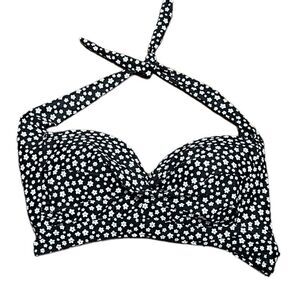 Women’s Black And White Floral Swim Bikini Top, Size XL, NWT